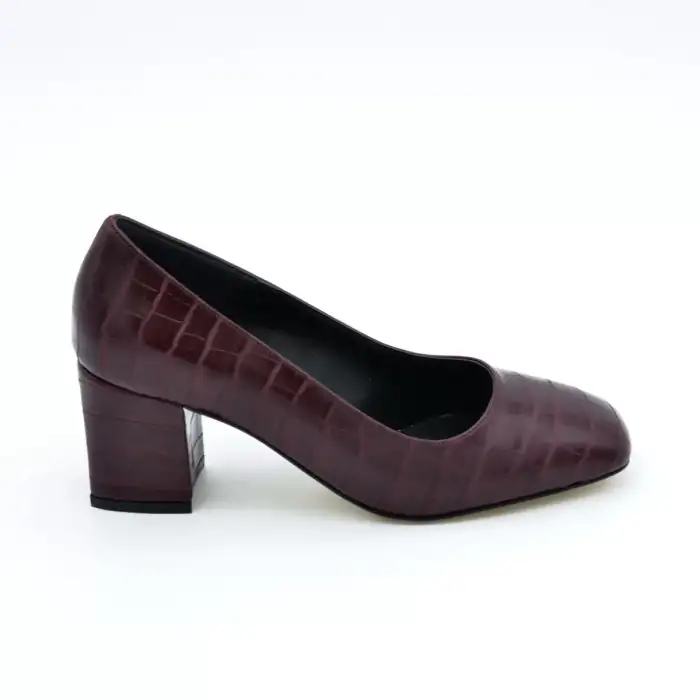 830 BNO Klasik Bayan Ayakkabı Bordo Krokodil