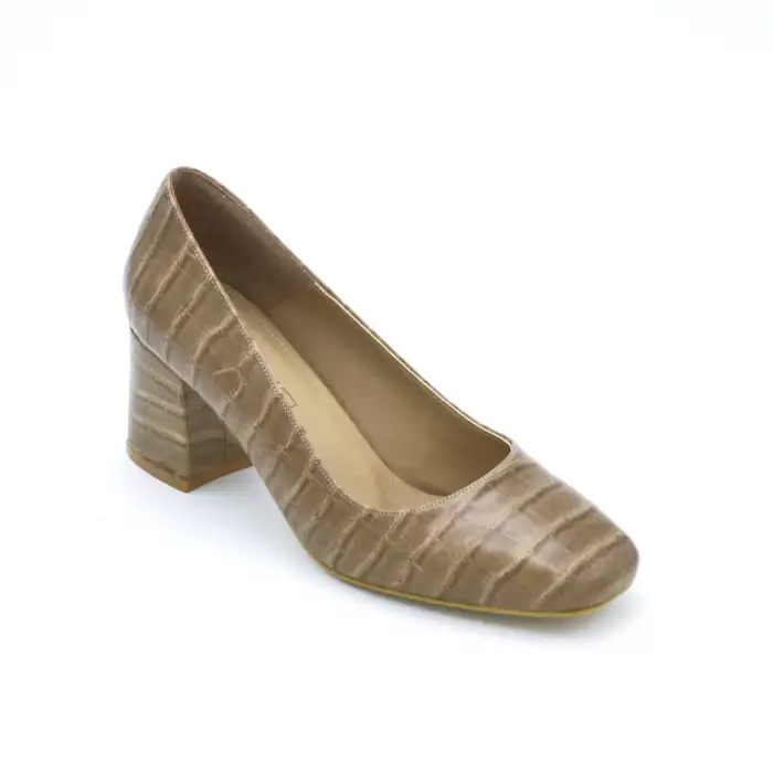 830 BNO Klasik Bayan Ayakkabı Vizon Krokodil