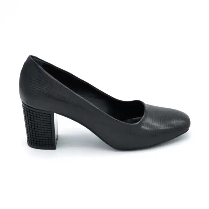 119 CGO Klasik Bayan Ayakkabı Siyah Çizgili Rugan