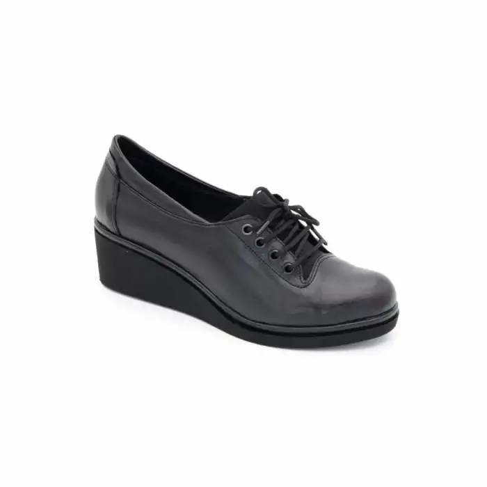 169 ELM Hakiki Deri Günlük Bayan Ayakkabı Siyah