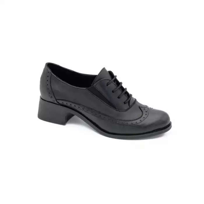 185 ELM Hakiki Deri Günlük Bayan Ayakkabı Siyah