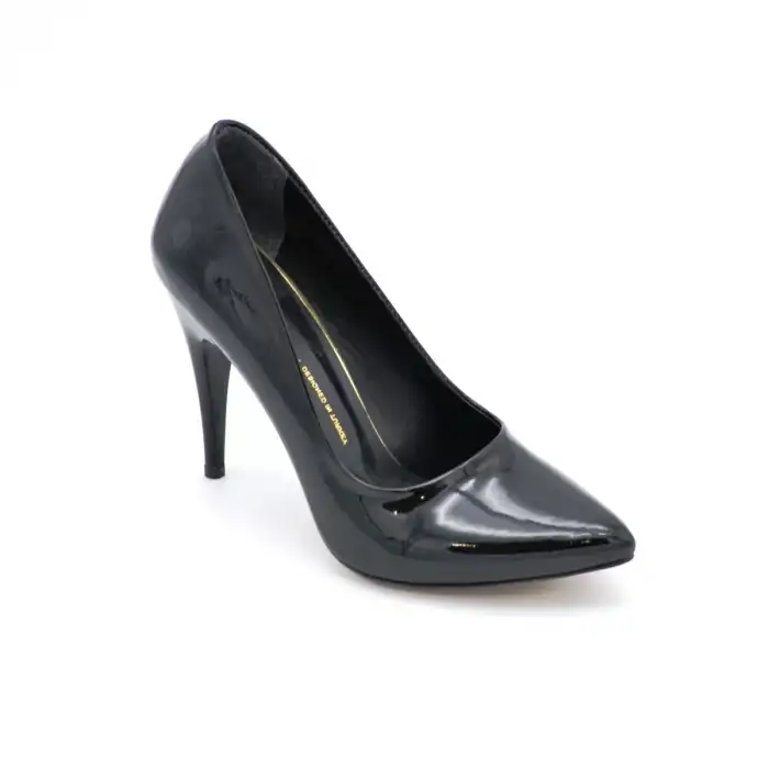 100 EST Klasik Bayan Ayakkabı Stiletto Siyah Rugan