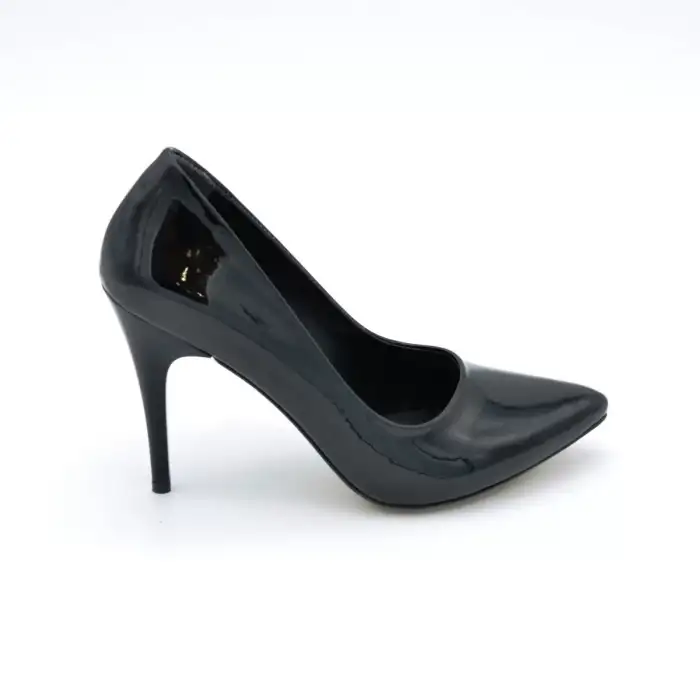 100 EST Klasik Bayan Ayakkabı Stiletto Siyah Rugan