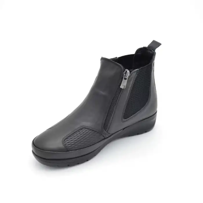 001 Hmz Hakiki Deri Bayan Bot Siyah