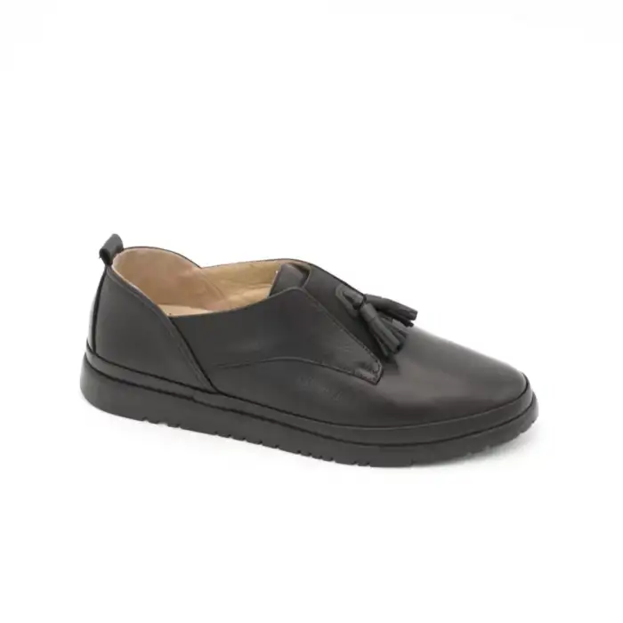 4106 İZZ Hakiki Deri Günlük Bayan Ayakkabı Siyah