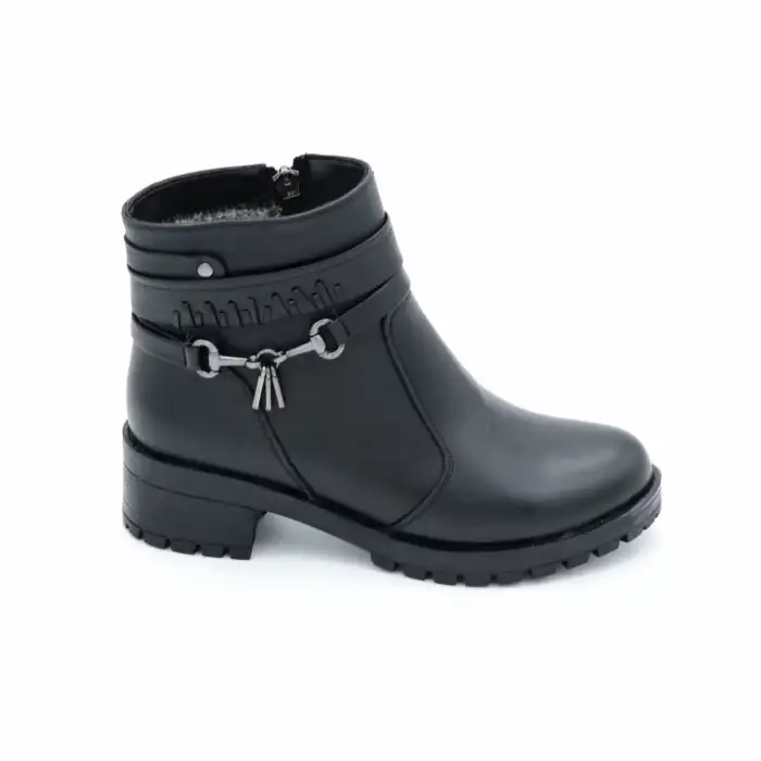 829 MRK Hakiki Deri Bayan Bot Siyah