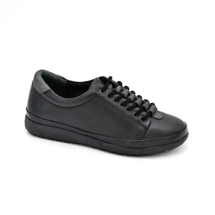 1227 NHR Hakiki Deri Bayan Ayakkabı Siyah