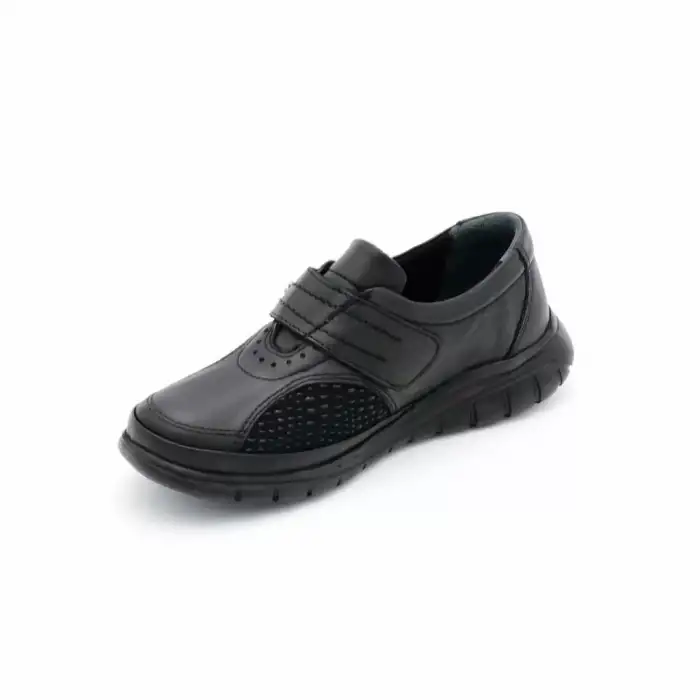 300 PTK Hakiki Deri Comford Cırtlı Bayan Ayakkabı Siyah