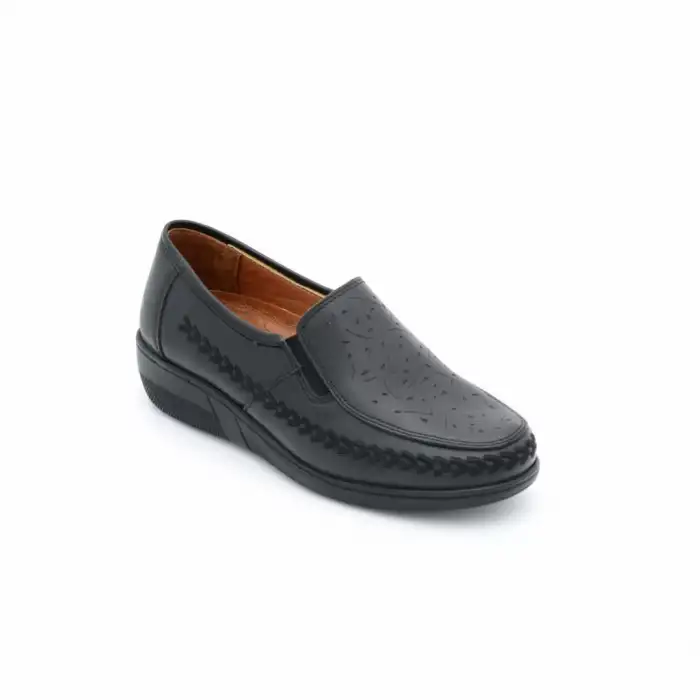 213 PTK Hakiki Deri Comford Bayan Ayakkabı Siyah