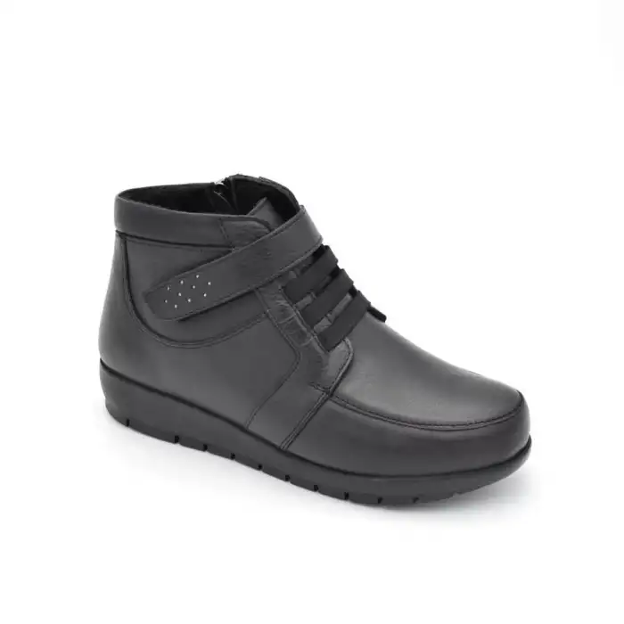 305 PTK Hakiki Deri Comford Cırtlı Bayan Bot Siyah