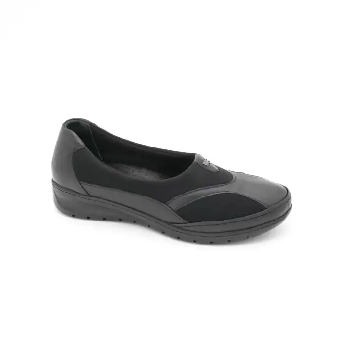 8594 Pepita Hakiki Deri Comford Bayan Ayakkabı Siyah