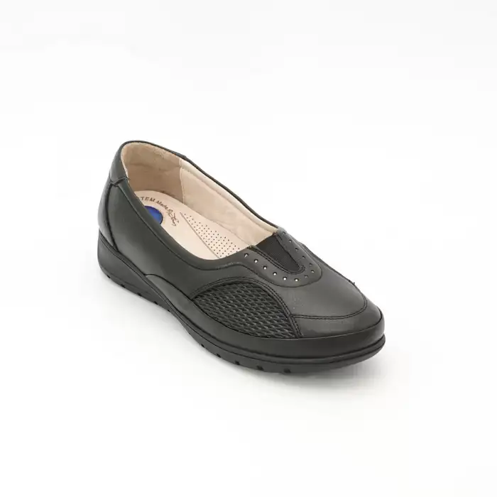 8292 Pepita Hakiki Deri Comford Bayan Ayakkabı Siyah