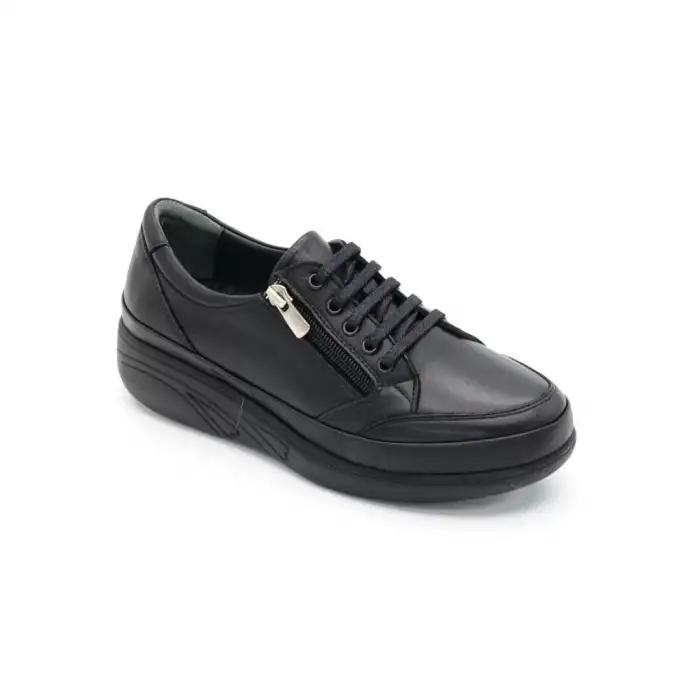 8299 Pepita Hakiki Deri Bayan Yürüyüş Ayakkabı Siyah