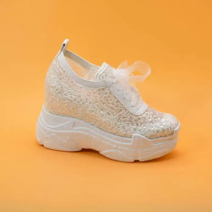 Gelin Ayakkabı 11 cm Pullu Gizli Ökçe