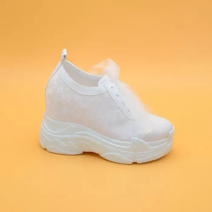 Gelin Ayakkabı 11 cm Güpürlü Gizli Ökçe