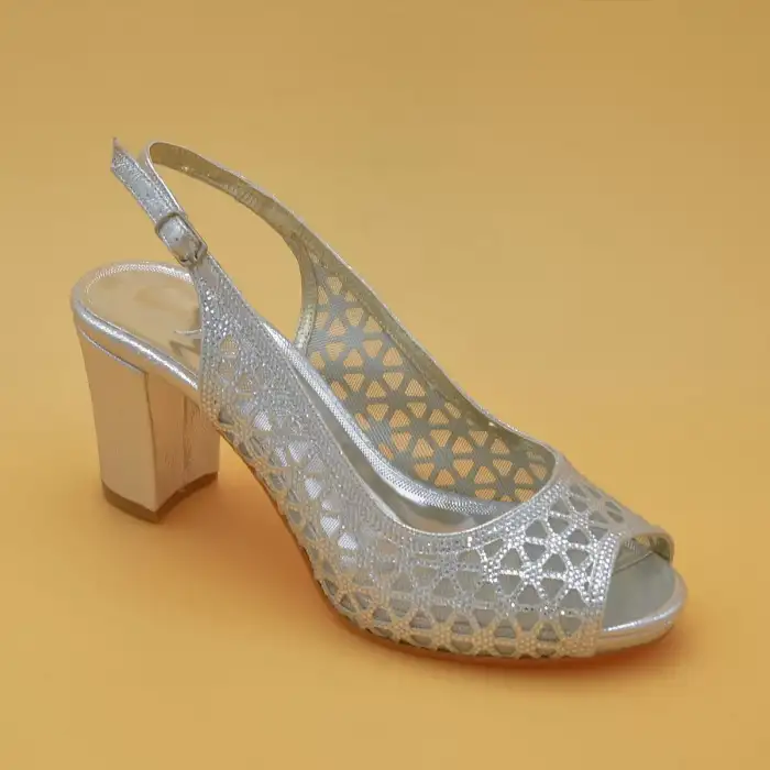 4989 Abiye Bayan Ayakkabı Gümüş 7 cm