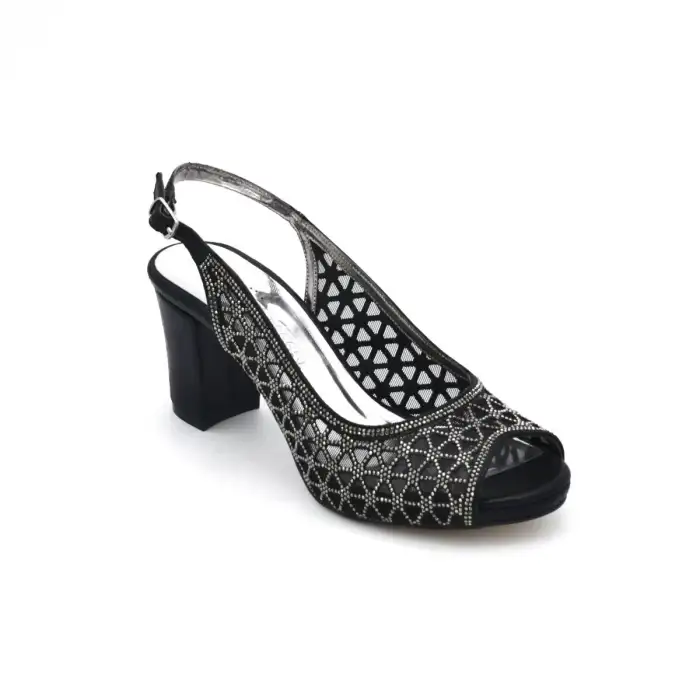 4989 Abiye Bayan Ayakkabı Siyah 7 cm