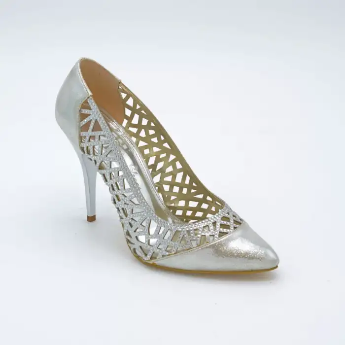 5180 Abiye Bayan Ayakkabı Gümüş Stiletto