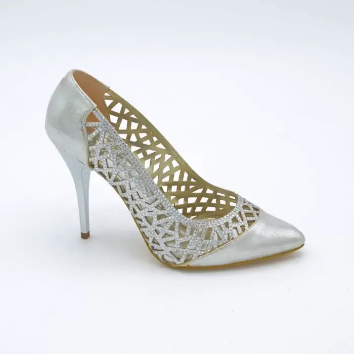 5180 Abiye Bayan Ayakkabı Gümüş Stiletto