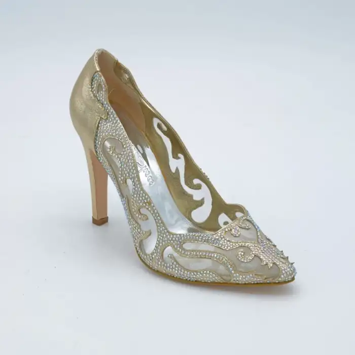 5196 Abiye Bayan Ayakkabı Dore Stiletto