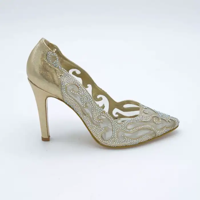 5196 Abiye Bayan Ayakkabı Dore Stiletto