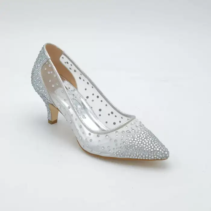 5335 Cindirella Bayan Ayakkabı Gümüş 7 cm