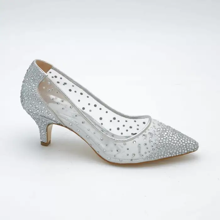 5335 Cindirella Bayan Ayakkabı Gümüş 7 cm
