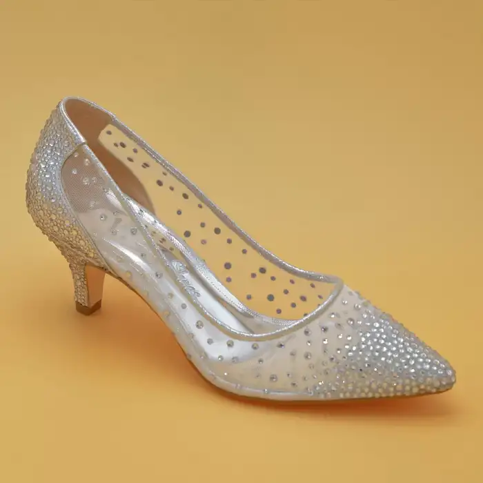 5335 Cindirella Bayan Ayakkabı Gümüş 7 cm