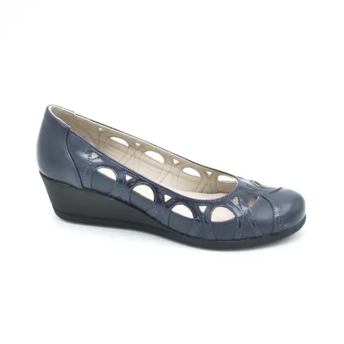 1640 Tank Topuk Bayan Ayakkabı Lacivert