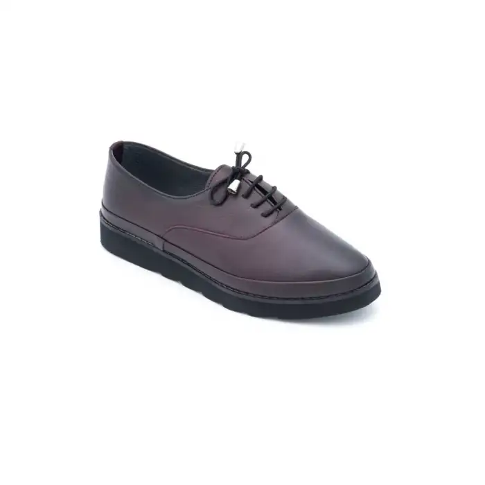 1002 Hakiki Deri Bayan Ayakkabı Bordo