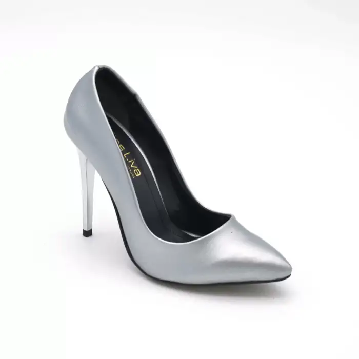 191016 Klasik Bayan Ayakkabı Stiletto Gümüş