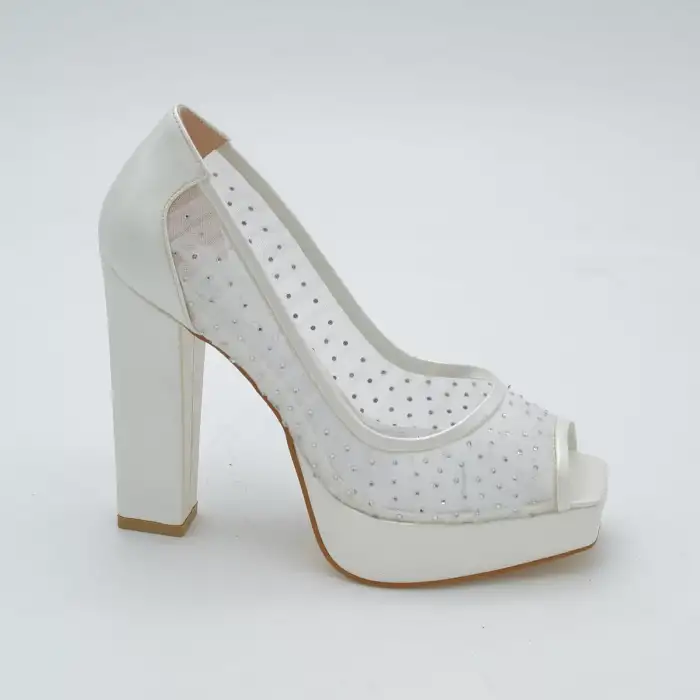 6165 Abiye Bayan Ayakkabı Sedef 30mm platform 13 cm