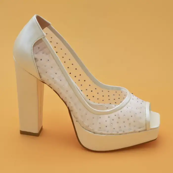 6165 Abiye Bayan Ayakkabı Sedef 30mm platform 13 cm