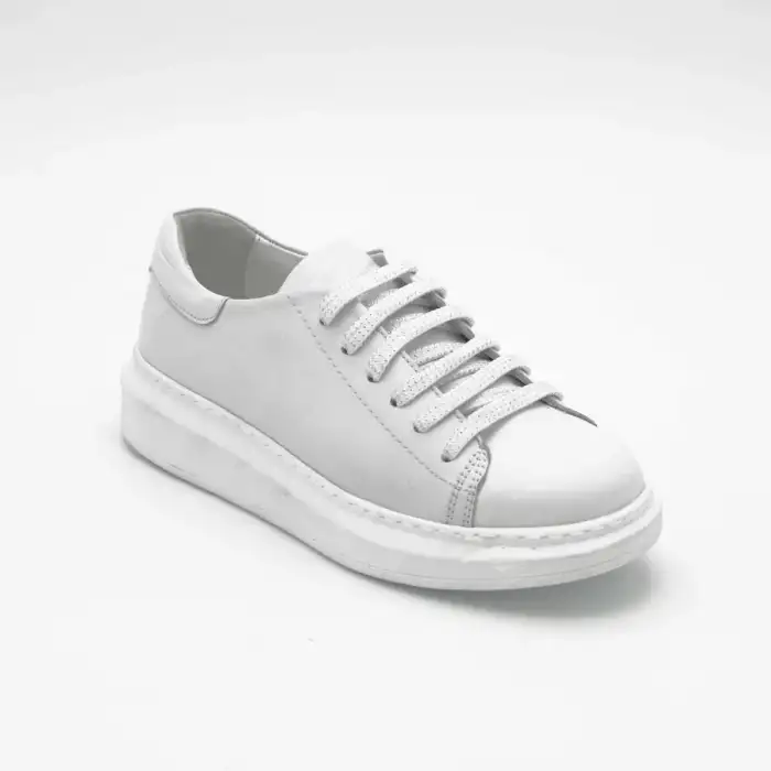 110 DGL Hakiki Deri Casual Bayan Ayakkabı Beyaz