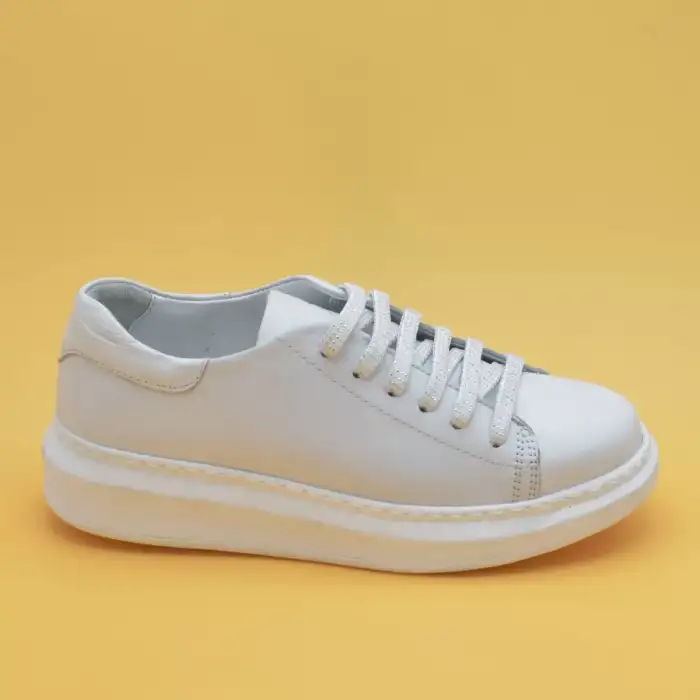 110 DGL Hakiki Deri Casual Bayan Ayakkabı Beyaz