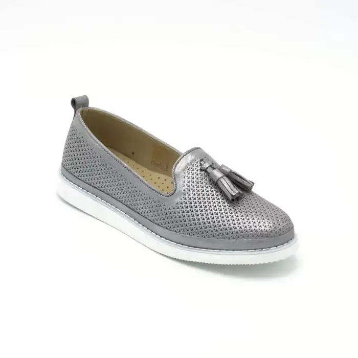 5007 MDR Hakiki Deri Günlük Bayan Ayakkabı Vizon Simli