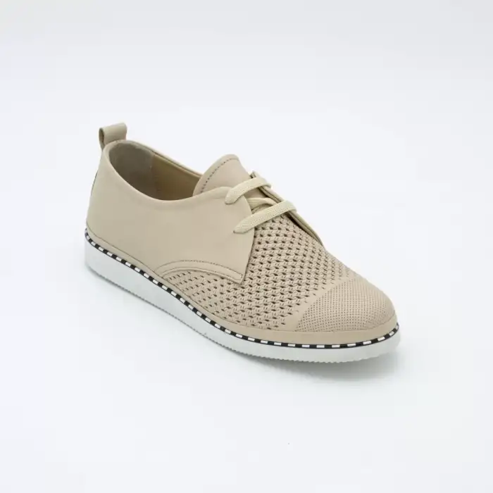 5006 MDR Hakiki Deri Günlük Bayan Ayakkabı Bej