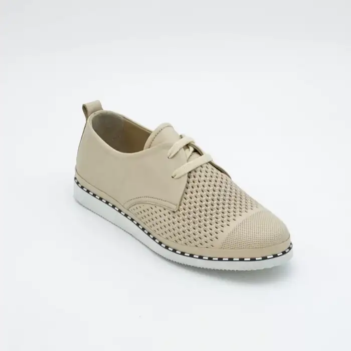5006 MDR Hakiki Deri Günlük Bayan Ayakkabı Bej