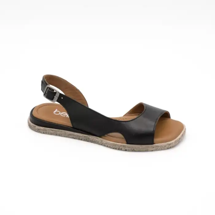 723 BLL Hakiki Deri Bayan Sandalet Siyah