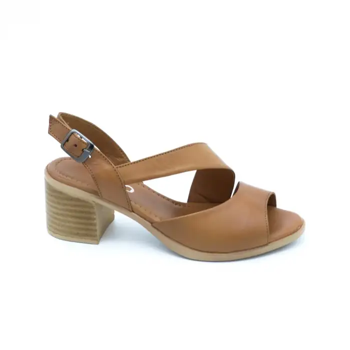 4611 BLL Hakiki Deri Bayan Sandalet Taba