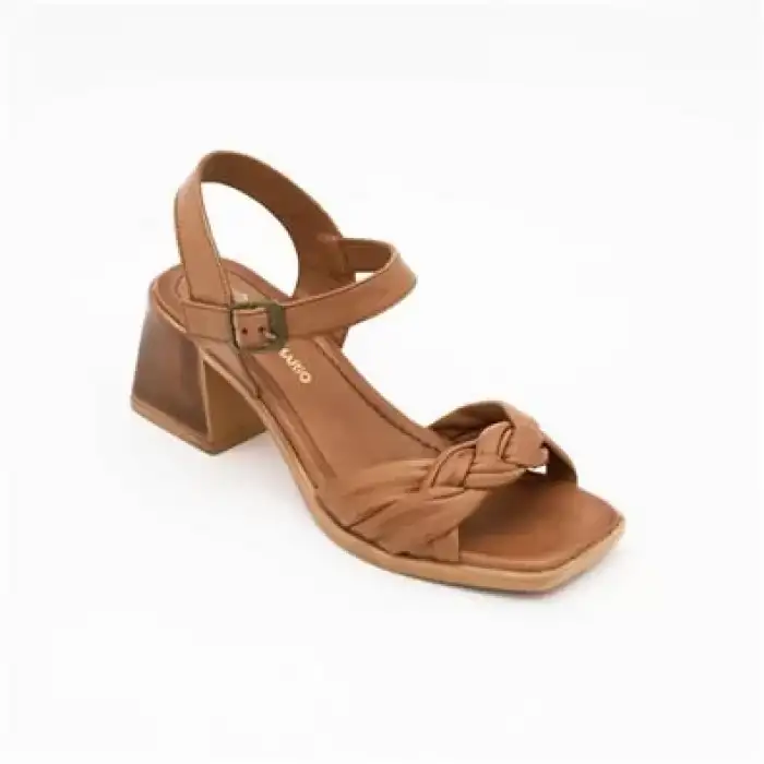 19001 PKR Hakiki Deri Bayan Sandalet Taba