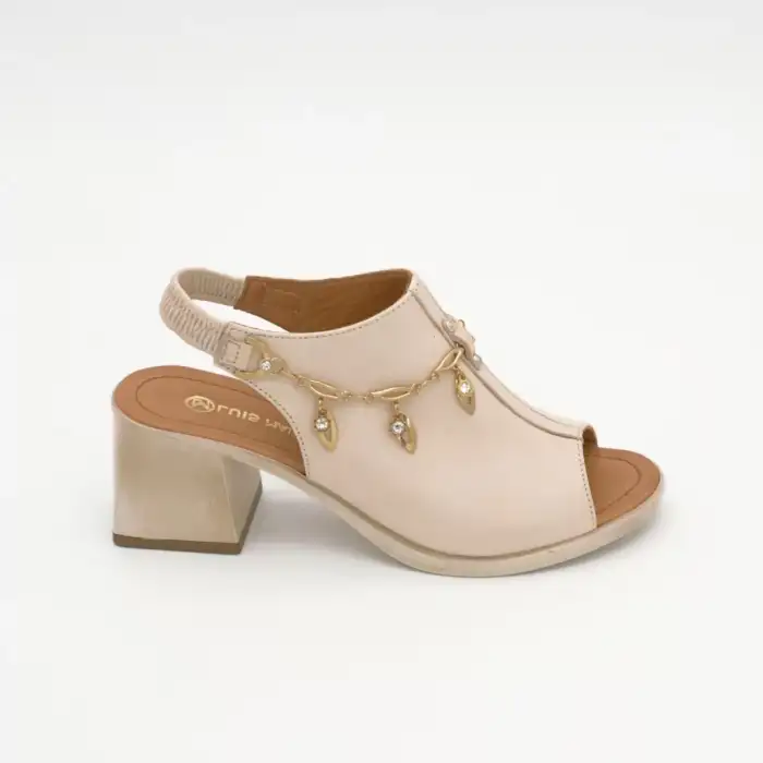 12009 PKR Hakiki Deri Bayan Sandalet Bej HalHal