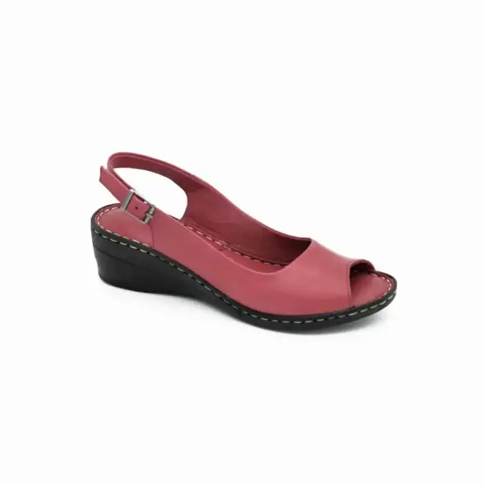 402 İZZ Hakiki Deri Bayan Sandalet Bordo