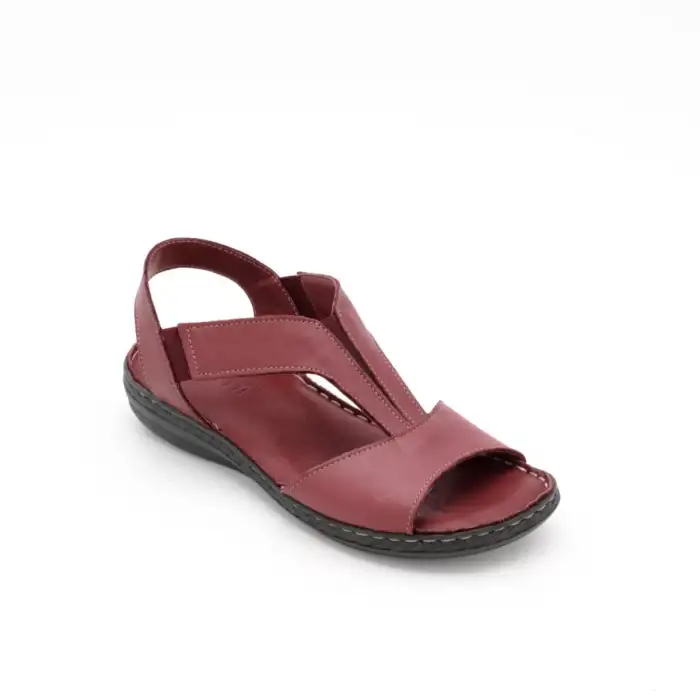 1505 NDR Hakiki Deri Bayan Sandalet Bordo