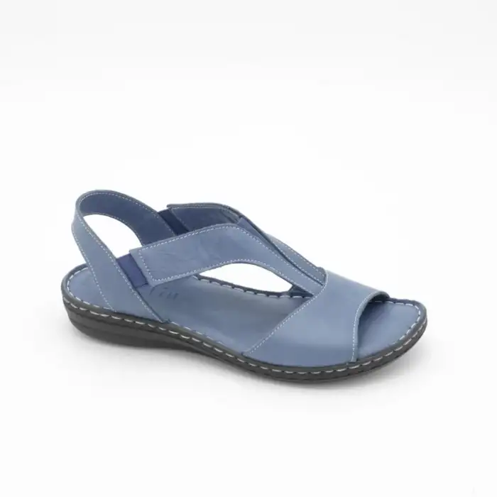 1505 NDR Hakiki Deri Bayan Sandalet Mavi
