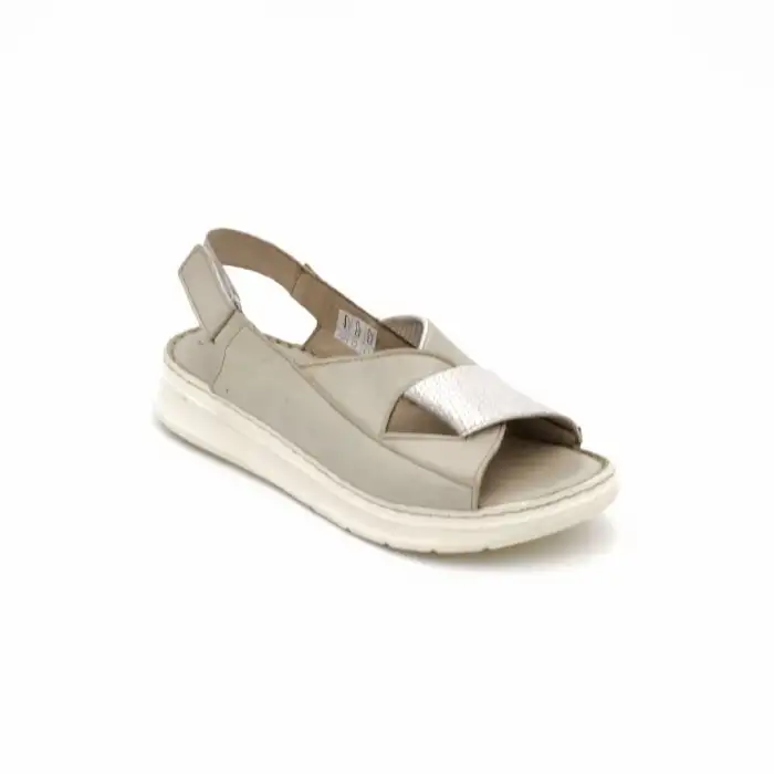 490 NDR Hakiki Deri Bayan Sandalet Taş