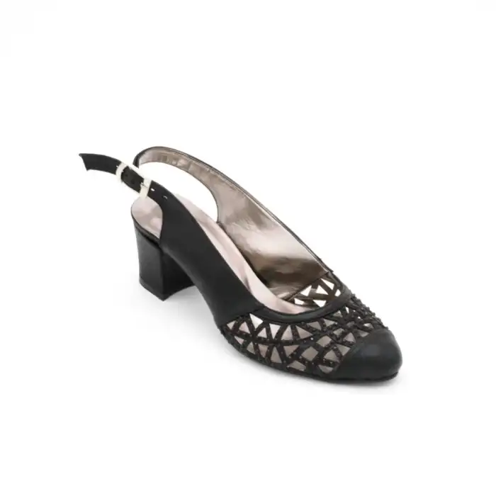 1110 EMN Abiye Bayan Ayakkabı Siyah Yaldız 6cm