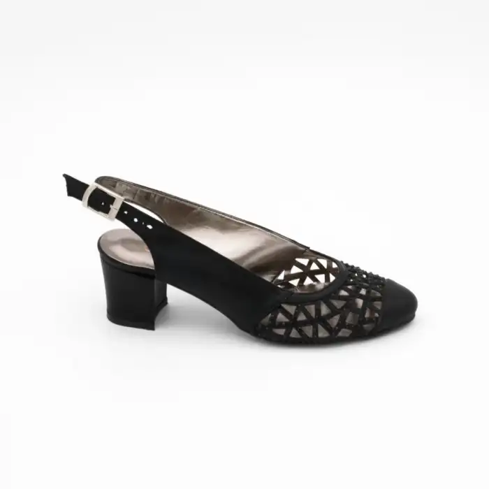 1110 EMN Abiye Bayan Ayakkabı Siyah Yaldız 6cm