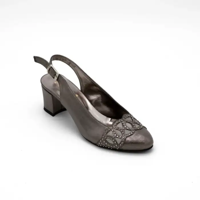 777 EMN Abiye Bayan Ayakkabı Platin Yaldız 6cm