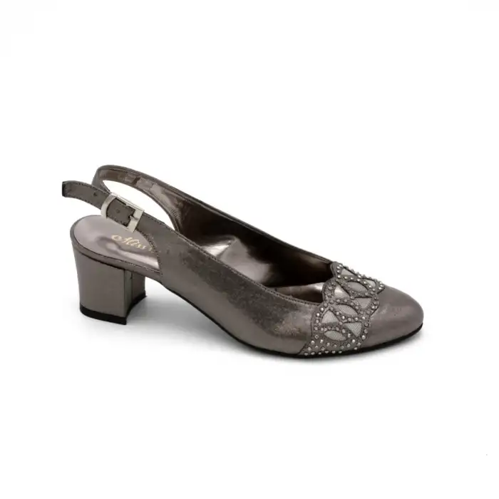 777 EMN Abiye Bayan Ayakkabı Platin Yaldız 6cm